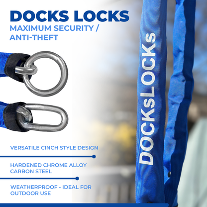 DocksLocks® Heavy Duty Cinch Style 8mm Security Chain - (3ft, 6ft or 10ft) - Weatherproof and Cut Proof Chrome Alloy Carbon Steel